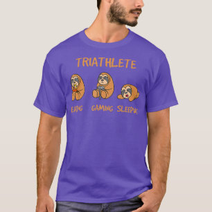 Spelare Triathlete Funny Gaming Sloth Spela spel T Shirt