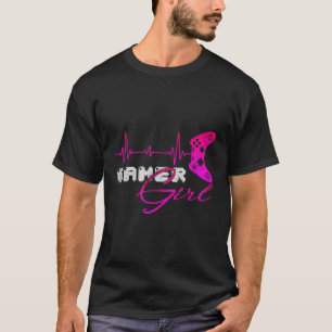 Spelare Women Girls Heartslag Video Games Controll T Shirt