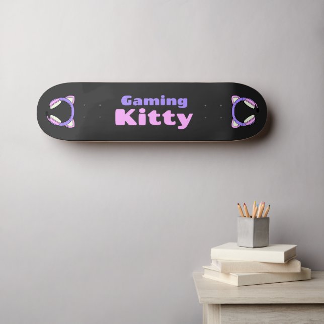 Spelaren dam - Spelande Kattunge Mini Skateboard Bräda 18,5 Cm (Väggkonst (Horz))