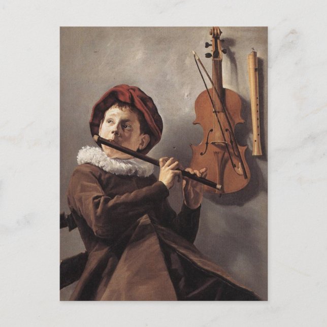 Spelaren i Flute efter vykortet Judith Leyster Vykort (Framsida)