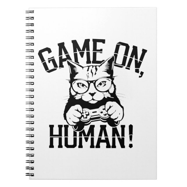 Spelarens designspel på människa - cute funny katt anteckningsbok (Framsidan)