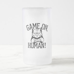 Spelarens designspel på människa - cute funny katt frostat ölglas