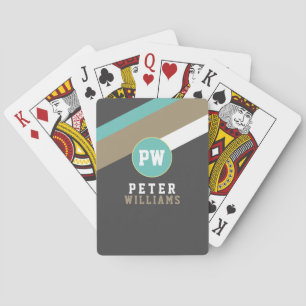 Spelarens Namn + Diagonal Rand Mörk Grått Casinokort