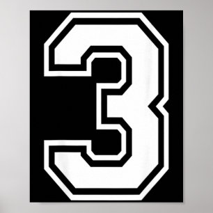 Spelarens nummer 3 Tröja Nummer på baksidan av trö Poster