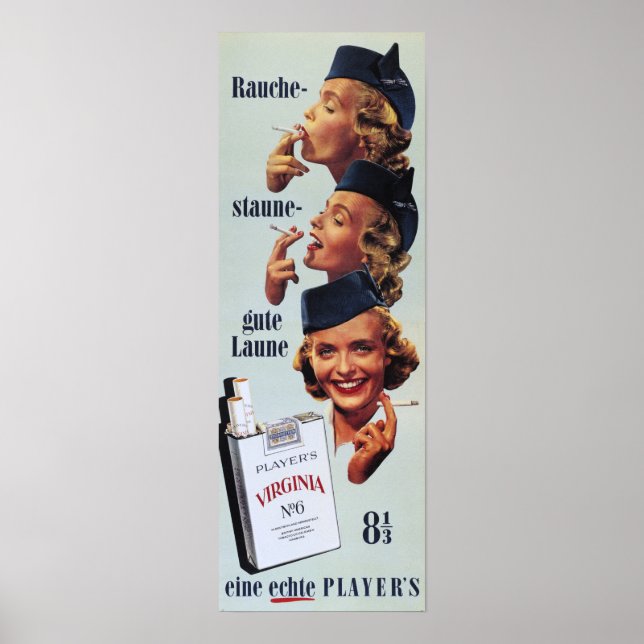 SPELARENS VIRGINIA No.6 American Cigarettes Tobacc Poster (Framsidan)