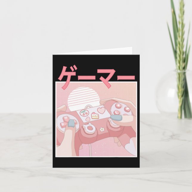 Spelarflicka Anime Kawaii Spel Söt Videospel Kvinn Kort (Framsida)