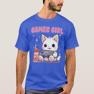 Spelarflicka Katt Spelkatt Spelkonsol Bubbla Bo T Shirt