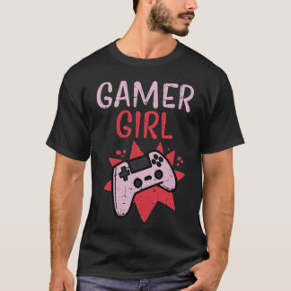 Spelarflicka Rosa Spelkontroll Cutt Video Spelande T Shirt