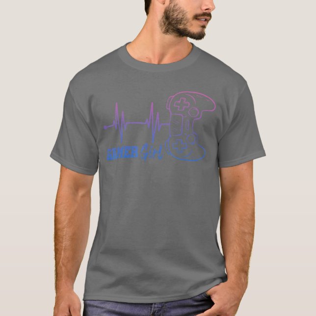 Spelarflicka Spelpresent retro T Shirt (Framsida)