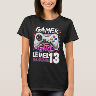 Spelarflickenivå 13 Olåst videospel 13:e födelseda T Shirt