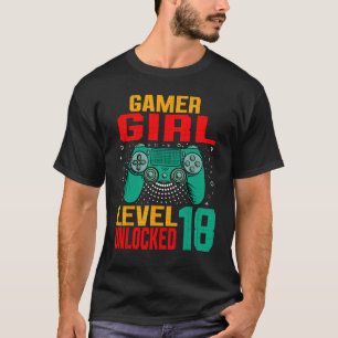 Spelarflickenivå 18 Olåst födelsedag 18:e födelsed T Shirt