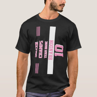 Spelarfotbollsmatcher personlig för svart rosa t shirt