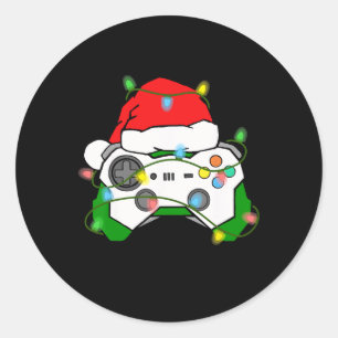 Spelarg jul spelande jultomte mössa tv spel kontro runt klistermärke