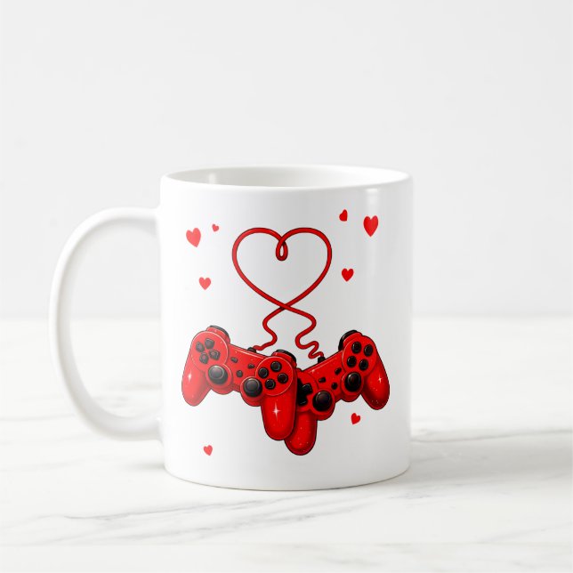 Spelargalenskap Valentine Kärlek Videospel Söt Spe Kaffemugg (Vänster)