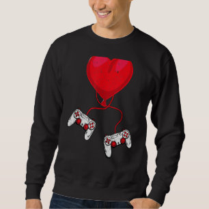 Spelarhjärtan i Valentines day med videospelare me Lång Ärmad Tröja
