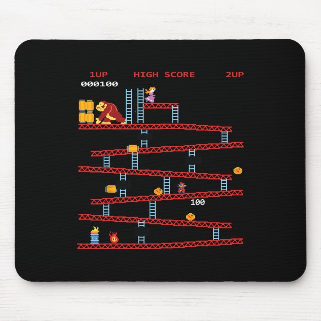 Spelarkad Retro TV-spelskonsol Vintage Spelare Musmatta (Framsidan)