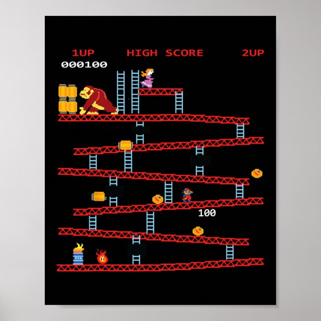 Spelarkad Retro TV-spelskonsol Vintage Spelare Poster (Framsidan)