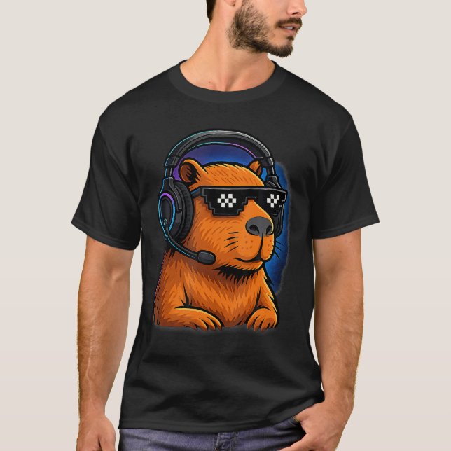 Spelarkapibaragrafisk bildskärmshörlurar Pixel C T Shirt (Framsida)