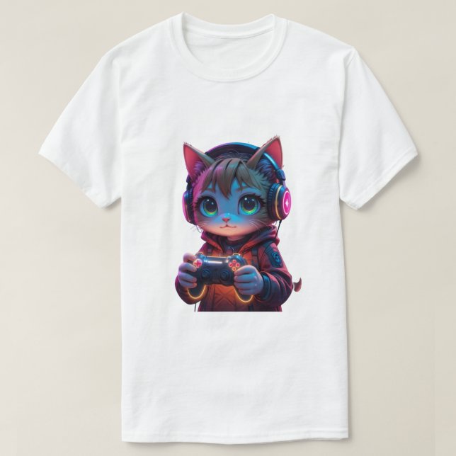 Spelarkat med PlayStation-styrenhet T Shirt (Design framsida)