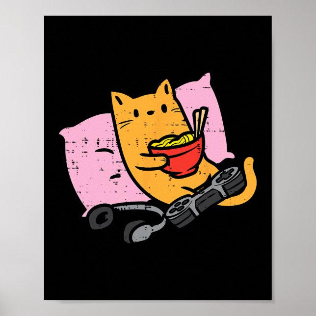 Spelarkatt Ramen Kawaii Spelande Japanska Kvinnor  Poster (Framsidan)