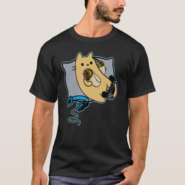 Spelarkatt som äter burrito t shirt (Framsida)