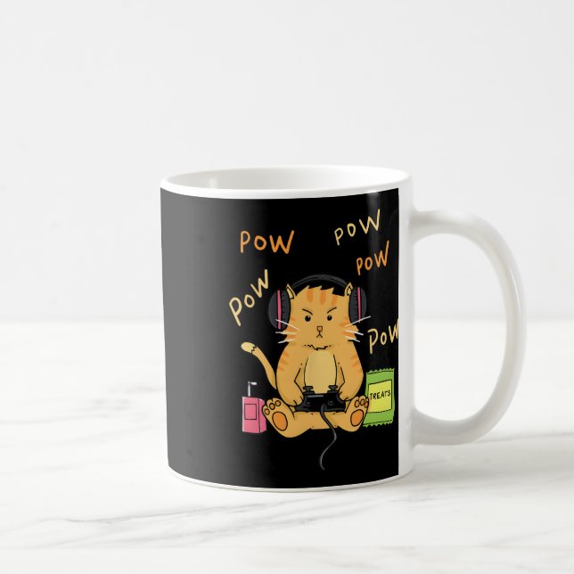 Spelarkatt Söt Kisse Hörlurar Kontrollsnurra Gods  Kaffemugg (Höger)