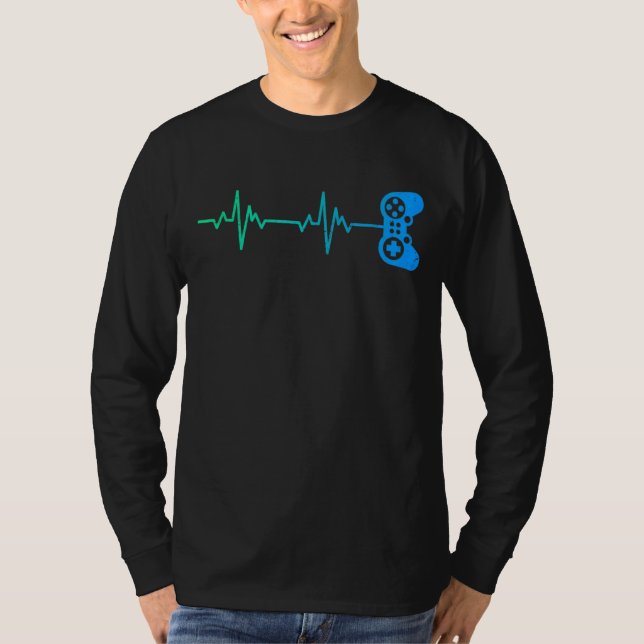 Spelarkontroll för pulsslag i Coola Videospelskont T Shirt (Framsida)