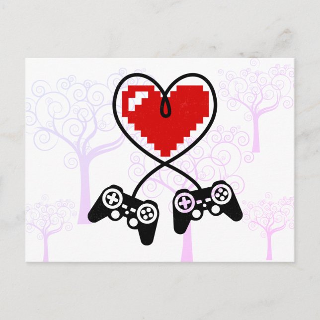 Spelarkontroll Heart for Game Älskare Valentine's Helg Vykort (Framsida)