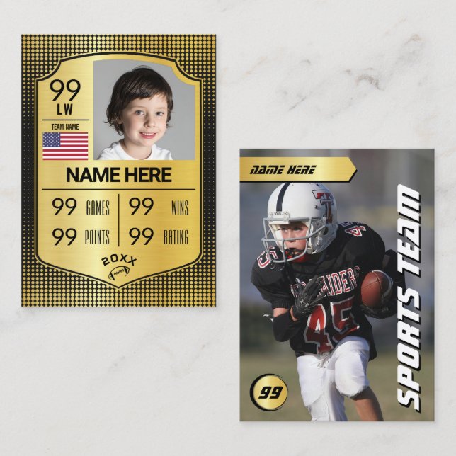 Spelarkort för fotbolls-EM i guld (Fram/baksida)