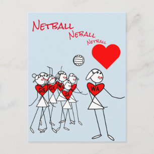 Spelarlägen WA Kärlek Netball Clipart Vykort