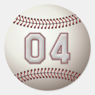 Spelarnummer 04 - Coola Baseball Stitches Runt Klistermärke