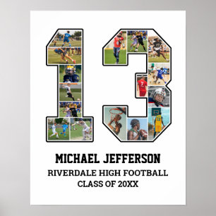 Spelarnummer 13 Senior Sports Team Photo Collage Poster