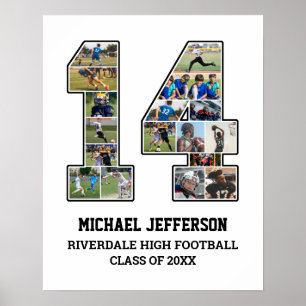 Spelarnummer 14 Senior Sports Team Photo Collage Poster