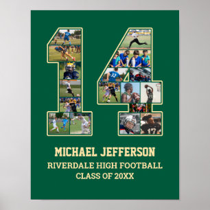 Spelarnummer 14 Senior Sports Team Photo Collage Poster