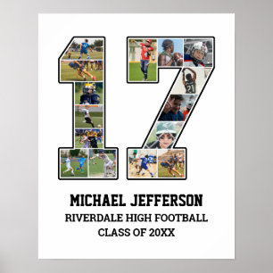 Spelarnummer 17 Senior Sports Team Photo Collage Poster