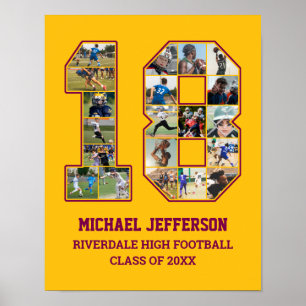 Spelarnummer 18 Senior Sports Team Photo Collage Poster