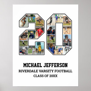 Spelarnummer 20 Senior Sports Team Photo Collage Poster