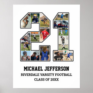 Spelarnummer 21 Senior Sports Team Photo Collage Poster