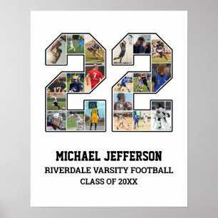 Spelarnummer 22 Senior Sports Team Photo Collage Poster