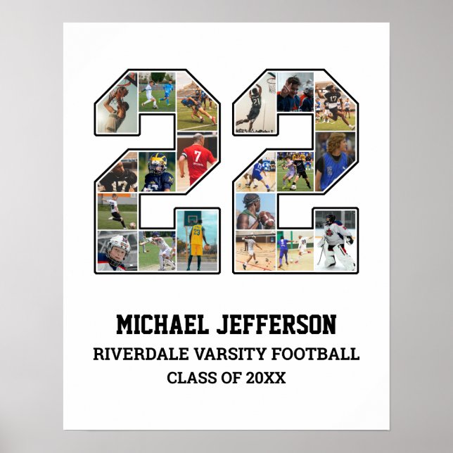 Spelarnummer 22 Senior Sports Team Photo Collage Poster (Framsidan)