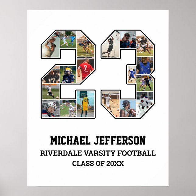 Spelarnummer 23 Senior Sports Team Photo Collage Poster (Framsidan)