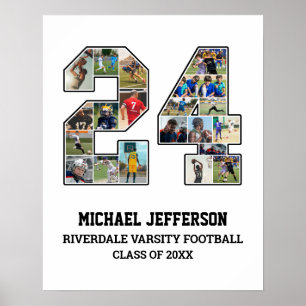 Spelarnummer 24 Senior Sports Team Photo Collage Poster