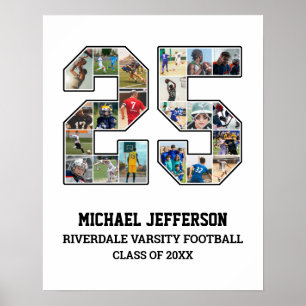 Spelarnummer 25 Senior Sports Team Photo Collage Poster