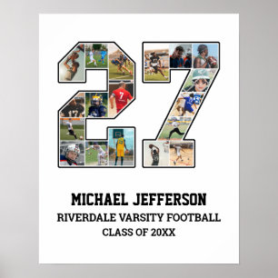 Spelarnummer 27 Senior Sports Team Photo Collage Poster