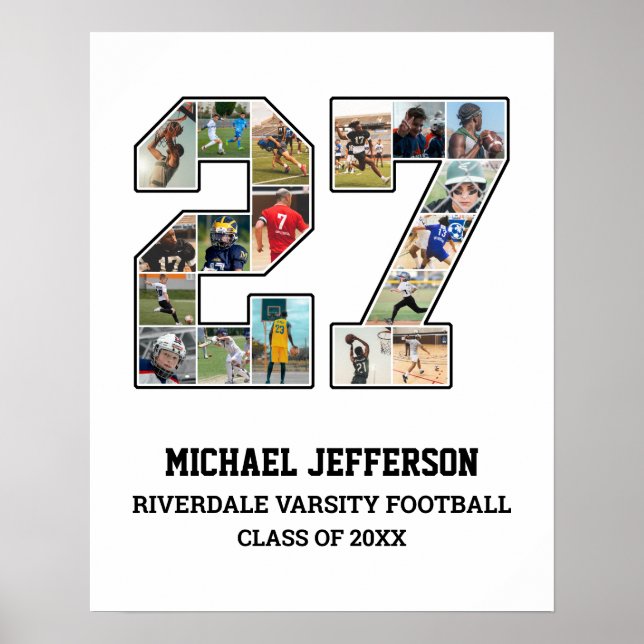 Spelarnummer 27 Senior Sports Team Photo Collage Poster (Framsidan)