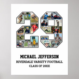 Spelarnummer 29 Senior Sports Team Photo Collage Poster