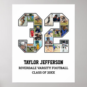 Spelarnummer 32 Senior Sports Team Photo Collage Poster