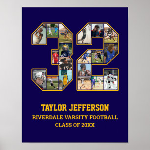 Spelarnummer 32 Senior Sports Team Photo Collage Poster