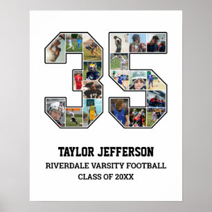 Spelarnummer 35 Senior Sports Team Photo Collage Poster