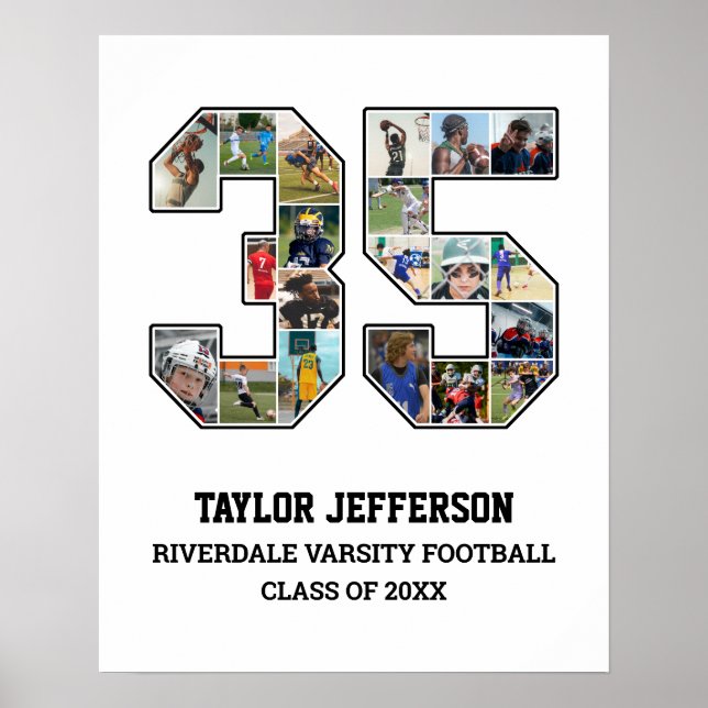 Spelarnummer 35 Senior Sports Team Photo Collage Poster (Framsidan)